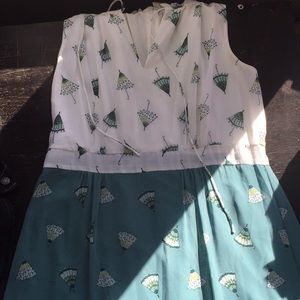 Eva Mendes midi sleeveless teal dress size 12